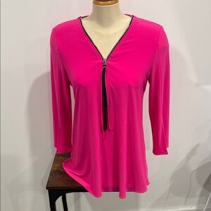 Joseph Ribkoff Women’s Hot Pink Zip-Front Top